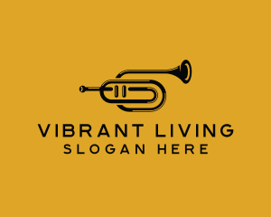 Vintage Trumpet Jazz Music logo design