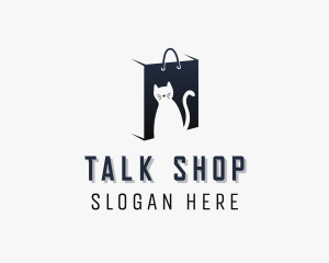 Cat Shopping Bag logo design