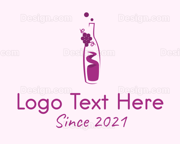 Grapes Wine Bottle Logo