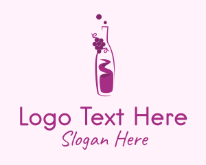 Grapes Wine Bottle  Logo