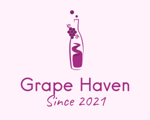 Grapes Wine Bottle  logo design