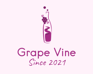 Grapes Wine Bottle  logo design