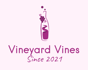 Grapes Wine Bottle  logo design