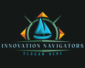 Travel Sailboat Compass logo design