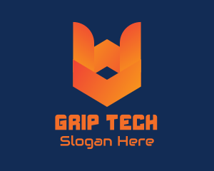 Orange Tech Shield  logo design