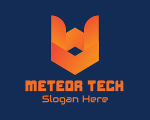 Orange Tech Shield  logo design