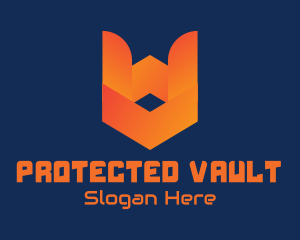 Orange Tech Shield  logo design