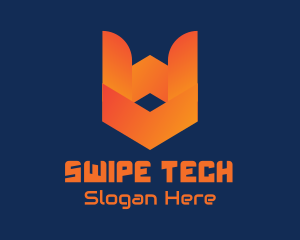 Orange Tech Shield  logo design