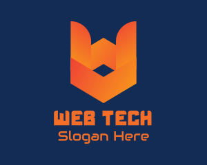 Orange Tech Shield  logo design