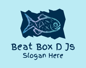 Blue Fish Drawing  Logo