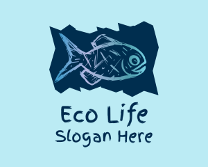 Blue Fish Drawing  logo design