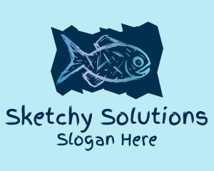 Blue Fish Drawing  logo