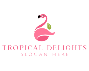 Tropical Flamingo Bird logo design