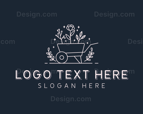 Wheelbarrow Floral Gardener Logo