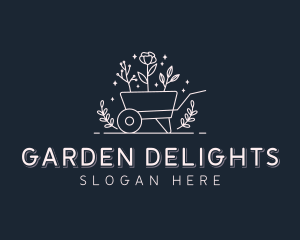 Wheelbarrow Floral Gardener logo design