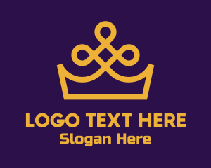 Regalia - Gold Monoline Cross Crown logo design
