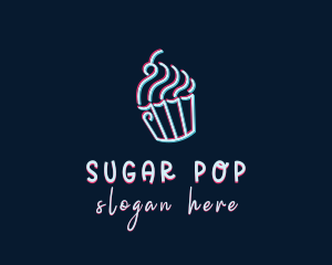 Cupcake Glitch logo design