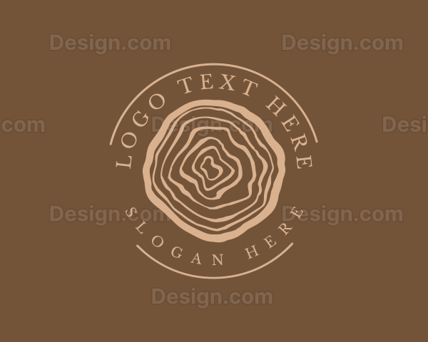 Lumber Log Woodcut Circle Logo