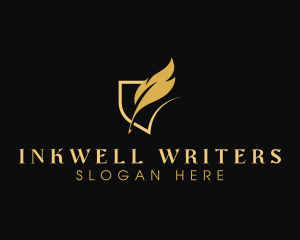 Gold Writing Quill logo