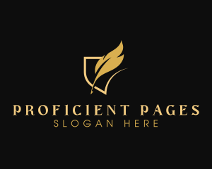 Gold Writing Quill logo