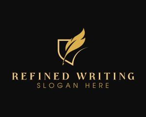 Gold Writing Quill logo design