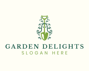 Shovel Gardening Plant logo design