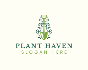 Shovel Gardening Plant logo design