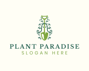 Shovel Gardening Plant logo design