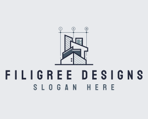 Architect Designer Blueprint logo design