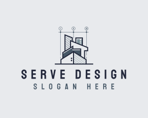 Architect Designer Blueprint logo design