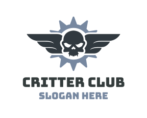 Skull Wings Biker Club logo design