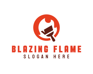 Orange Fire Paintbrush logo design