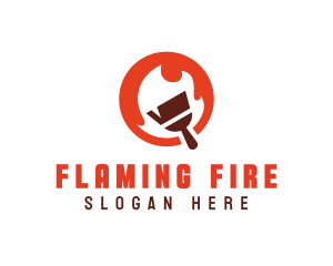 Orange Fire Paintbrush logo design