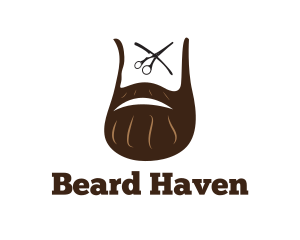 Hipster Man Beard Barber logo design