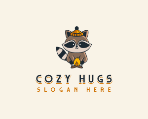 Cozy Racoon Campfire logo design