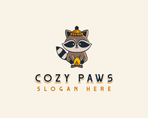 Cozy Racoon Campfire logo design