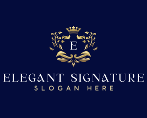 Elegant Crown Leaves logo design