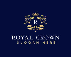 Elegant Crown Leaves logo design