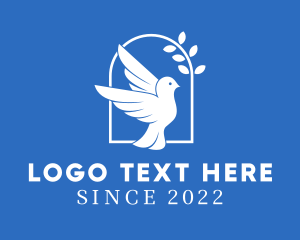 Blue & White Dove Bird logo design