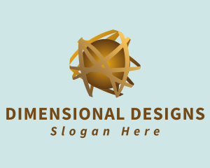 3D Gold Orbit Sphere logo design