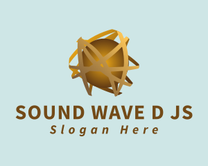 3D Gold Orbit Sphere logo design