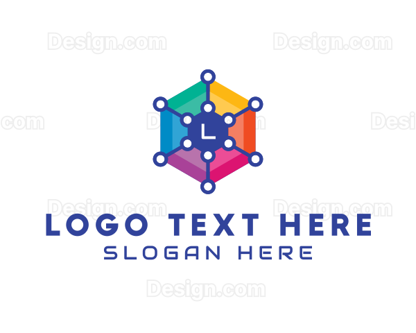 Colorful Hexagon Tech Logo