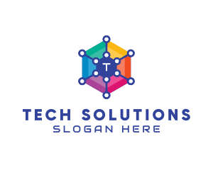 Colorful Hexagon Tech  logo design