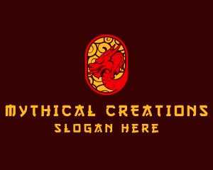 Mythical Oriental Dragon logo design