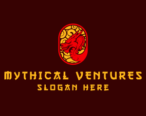 Mythical Oriental Dragon logo design