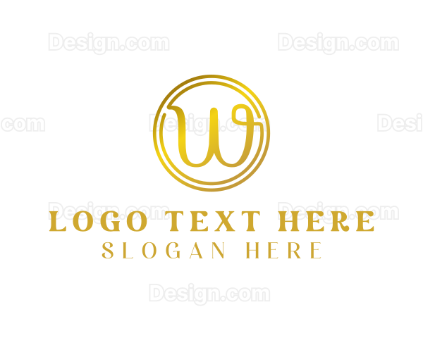 Gold Cursive Letter W Logo