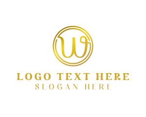 Gold Cursive Letter W logo