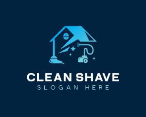 Vacuum Cleaning Sparkling House logo design