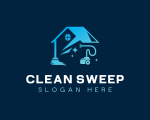 Vacuum Cleaning Sparkling House logo design