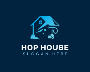 Vacuum Cleaning Sparkling House logo design